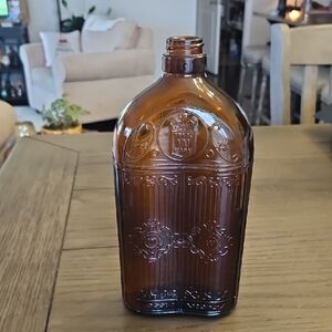 Vintage Whiskey Amber Glass Bottle- Hiram Walker & Sons Limited